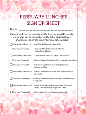 Senior Center Lunches - February